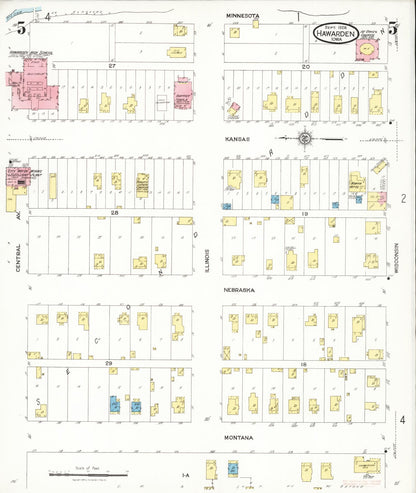 Sanborn Fire Insurance Map from Hawarden, Sioux County, Iowa (1924), Sheet #0005 - Historic Sanborn Fire Insurance Map Print