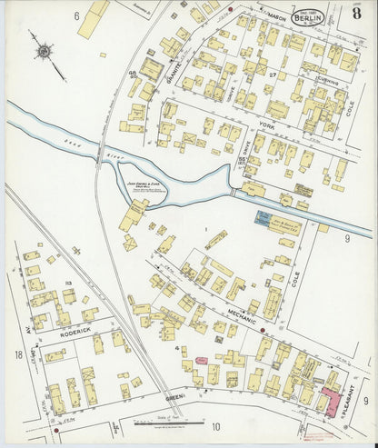 Sanborn Fire Insurance Map from Berlin, Coos County, New Hampshire (1920), Sheet #0008 - Complete Map Set gallery image, historic Sanborn map, vintage wall art, New Hampshire New Hampshire