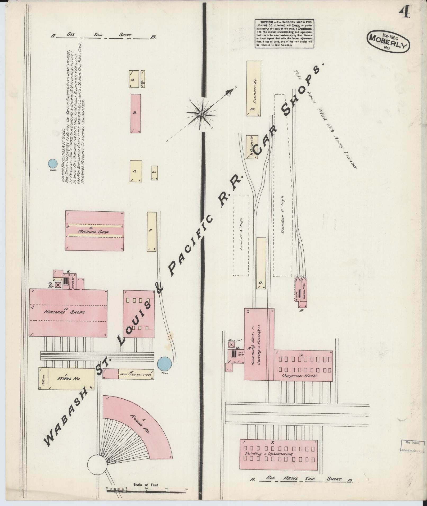 Sanborn Fire Insurance Map from Moberly, Randolph County, Missouri (1884), Sheet #0004 - Complete Map Set gallery image, historic Sanborn map, vintage wall art, Missouri Missouri