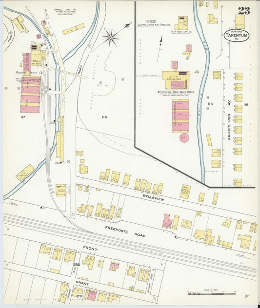 Sanborn Fire Insurance Map from Tarentum, Allegheny County, Pennsylvania (1909), Sheet #0023 - Historic Sanborn Fire Insurance Map Print, vintage old map wall art, antique decor, genealogy gift, Pennsylvania Pennsylvania map