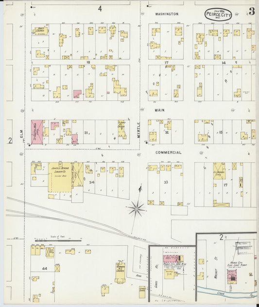 Sanborn Fire Insurance Map from Pierce City, Lawrence County, Missouri (1896), Sheet #0003 - Historic Sanborn Fire Insurance Map Print, vintage old map wall art, antique decor, genealogy gift, Missouri Missouri map
