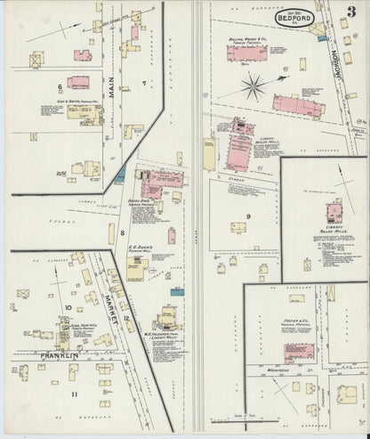 Sanborn Fire Insurance Map from Bedford, Independent Cities, Virginia (1891), Sheet #0003 - Complete Map Set gallery image, historic Sanborn map, vintage wall art, Virginia Virginia