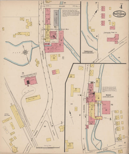 Sanborn Fire Insurance Map from Northboro, Worcester County, Massachusetts (1921), Sheet #0004 - Historic Sanborn Fire Insurance Map Print, vintage old map wall art, antique decor, genealogy gift, Massachusetts Massachusetts map