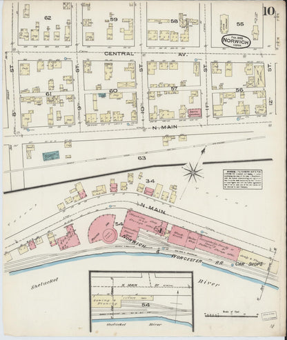 Sanborn Fire Insurance Map from Norwich, New London County, Connecticut (1885), Sheet #0010 - Complete Map Set gallery image, historic Sanborn map, vintage wall art, Connecticut Connecticut