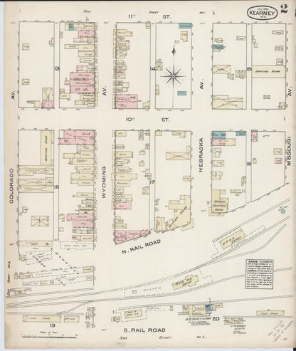 Sanborn Fire Insurance Map from Kearney, Buffalo County, Nebraska (1884), Sheet #0002 - Complete Map Set gallery image, historic Sanborn map, vintage wall art, Nebraska Nebraska