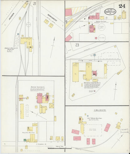 Sanborn Fire Insurance Map from Danville, Independent Cities, Virginia (1904), Sheet #0024 - Complete Map Set gallery image, historic Sanborn map, vintage wall art, Virginia Virginia
