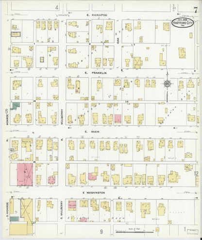 Sanborn Fire Insurance Map from Hartford City, Blackford County, Indiana (1909), Sheet #0007 - Complete Map Set gallery image, historic Sanborn map, vintage wall art, Indiana Indiana
