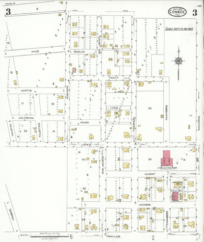 Sanborn Fire Insurance Map from Conroe, Montgomery County, Texas (1923), Sheet #0003 - Complete Map Set gallery image, historic Sanborn map, vintage wall art, Texas Texas