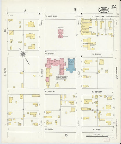 Sanborn Fire Insurance Map from Victoria, Victoria County, Texas (1912), Sheet #0012 - Complete Map Set gallery image, historic Sanborn map, vintage wall art, Texas Texas