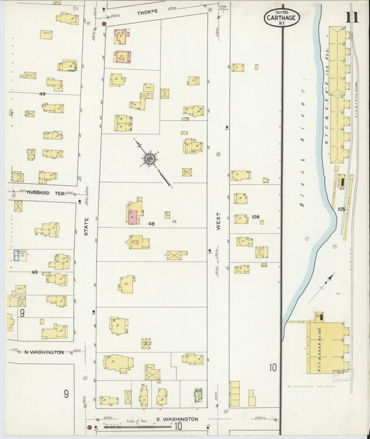 Sanborn Fire Insurance Map from Carthage, Jefferson County, New York (1915), Sheet #0011 - Complete Map Set gallery image, historic Sanborn map, vintage wall art, New York New York