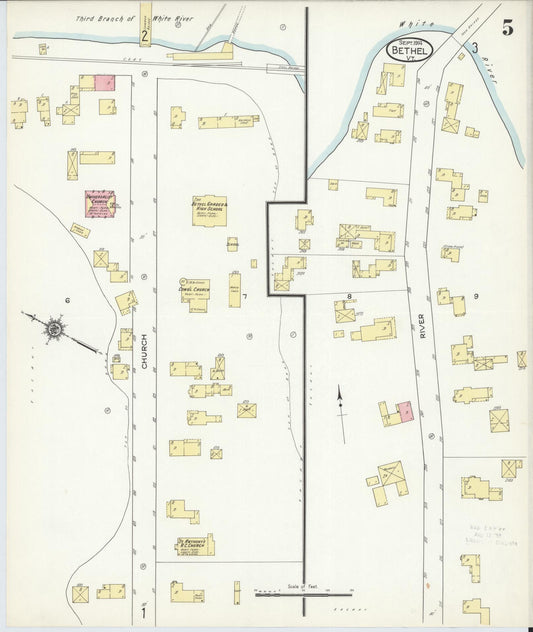 Sanborn Fire Insurance Map from Bethel, Windsor County, Vermont (1914), Sheet #0005 - Historic Sanborn Fire Insurance Map Print, vintage old map wall art, antique decor, genealogy gift, Vermont Vermont map