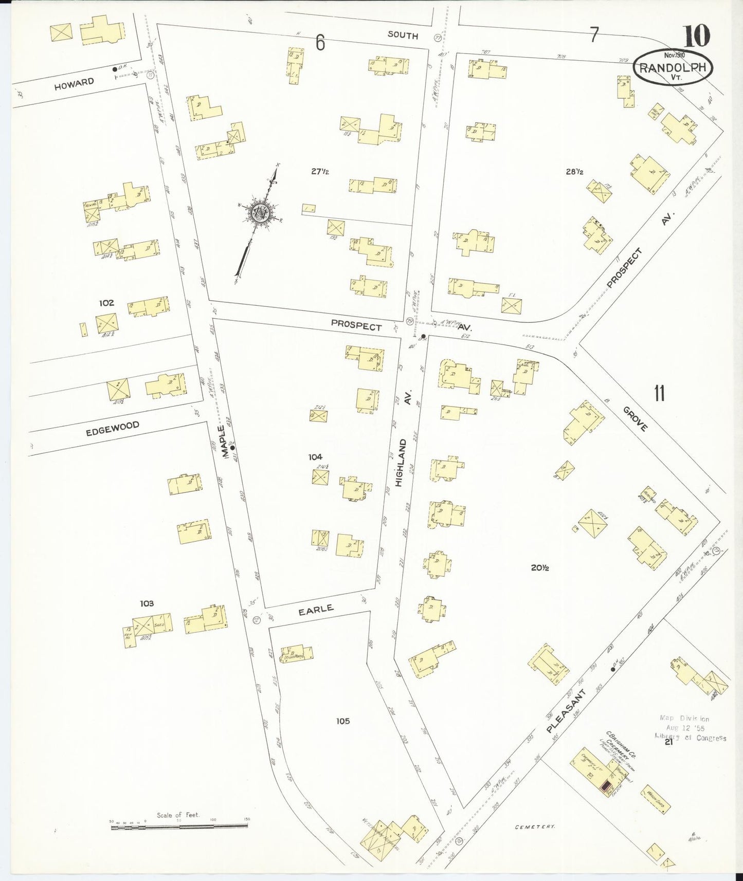 Sanborn Fire Insurance Map from Randolph, Orange County, Vermont (1910), Sheet #0010 - Complete Map Set gallery image, historic Sanborn map, vintage wall art, Vermont Vermont
