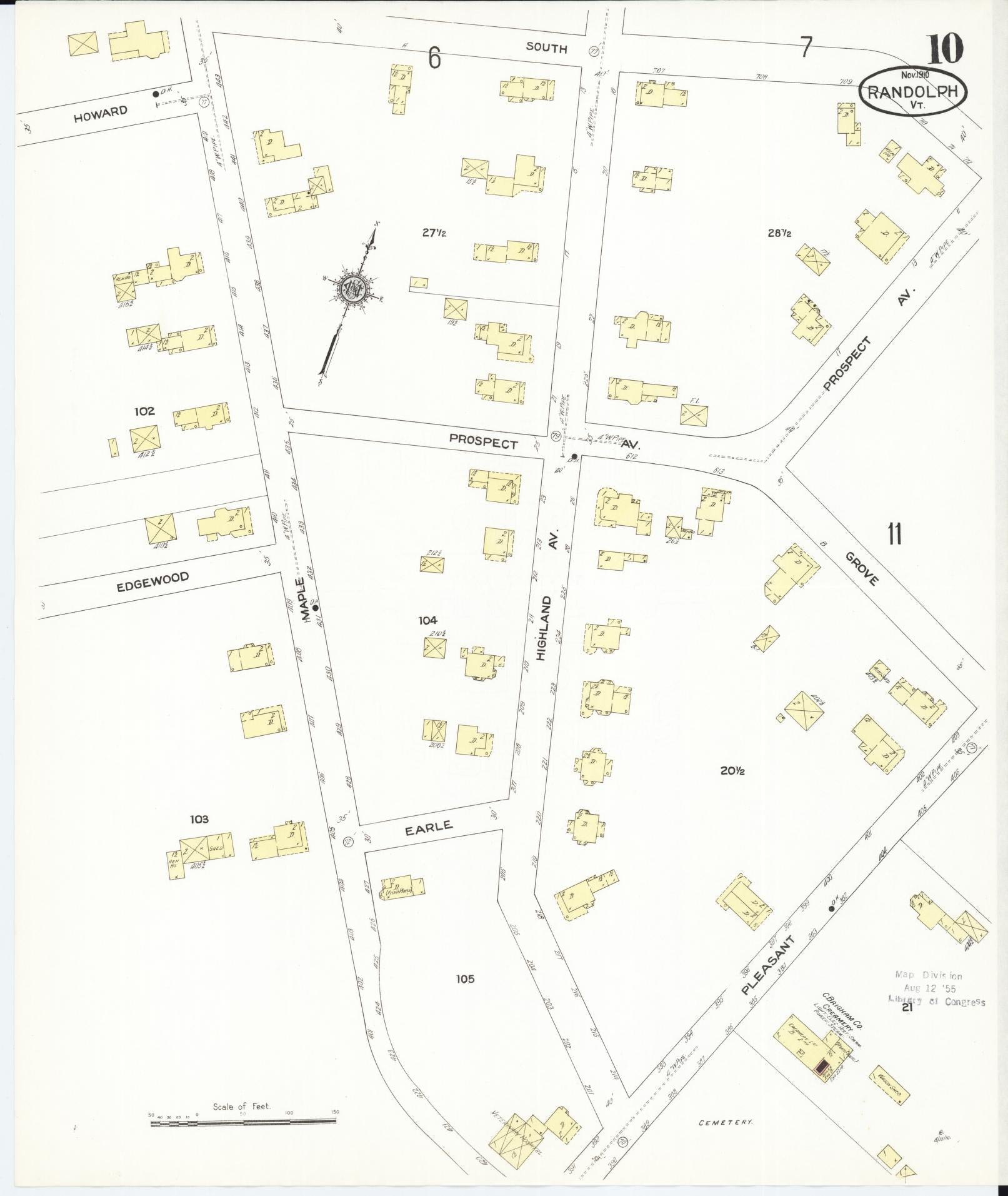 Sanborn Fire Insurance Map from Randolph, Orange County, Vermont (1910), Sheet #0010 - Complete Map Set gallery image, historic Sanborn map, vintage wall art, Vermont Vermont