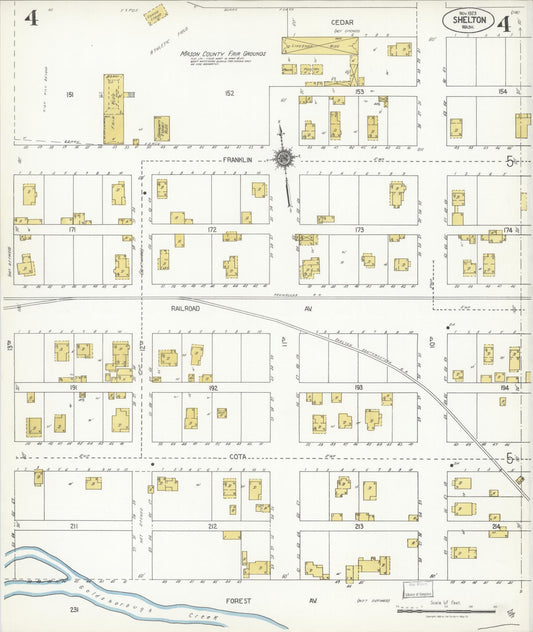Sanborn Fire Insurance Map from Shelton, Mason County, Washington (1923), Sheet #0004 - Historic Sanborn Fire Insurance Map Print, vintage old map wall art, antique decor, genealogy gift, Washington Washington map