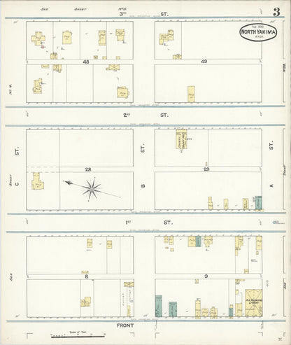 Sanborn Fire Insurance Map from North Yakima, Yakima County, Washington (1890), Sheet #0003 - Complete Map Set gallery image, historic Sanborn map, vintage wall art, Washington Washington