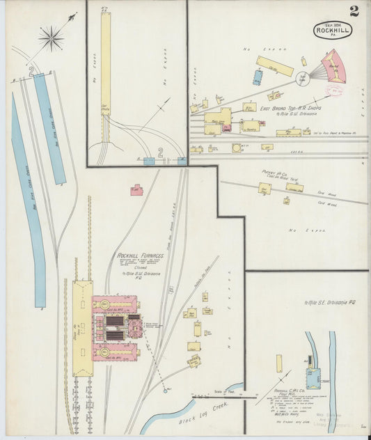 Sanborn Fire Insurance Map from Rockhill Furnace, Huntingdon County, Pennsylvania (1894), Sheet #0002 - Historic Sanborn Fire Insurance Map Print, vintage old map wall art, antique decor, genealogy gift, Pennsylvania Pennsylvania map