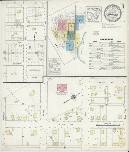 Sanborn Fire Insurance Map from Corning, Clay County, Arkansas (1914), Sheet #0001 - Complete Map Set gallery image, historic Sanborn map, vintage wall art, Arkansas Arkansas