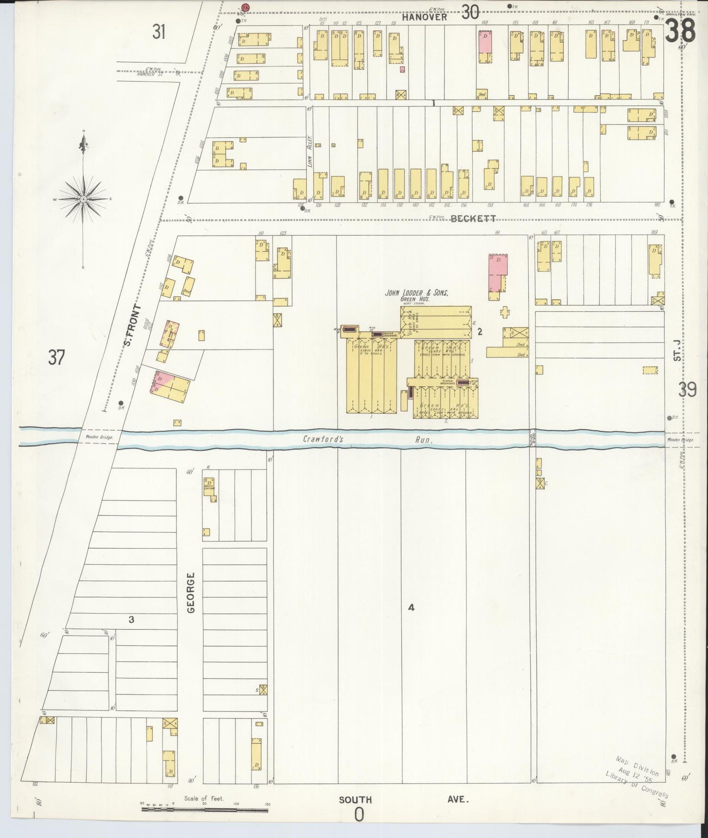 Sanborn Fire Insurance Map from Hamilton, Butler County, Ohio (1899), Sheet #0038 - Complete Map Set gallery image, historic Sanborn map, vintage wall art, Ohio Ohio