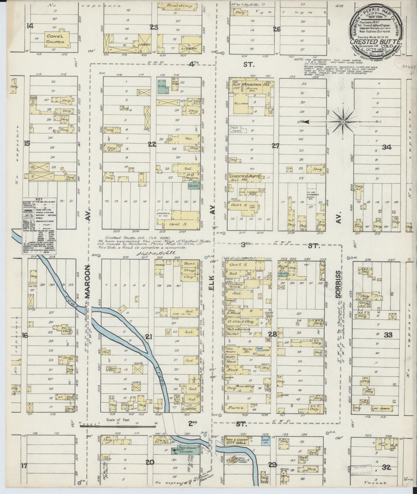 Sanborn Fire Insurance Map from Crested Butte, Gunnison County, Colorado. (1890) – Historic Sanborn Fire Insurance Map Print