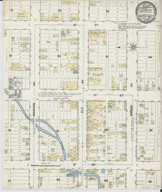 Sanborn Fire Insurance Map from Crested Butte, Gunnison County, Colorado. (1890) – Historic Sanborn Fire Insurance Map Print