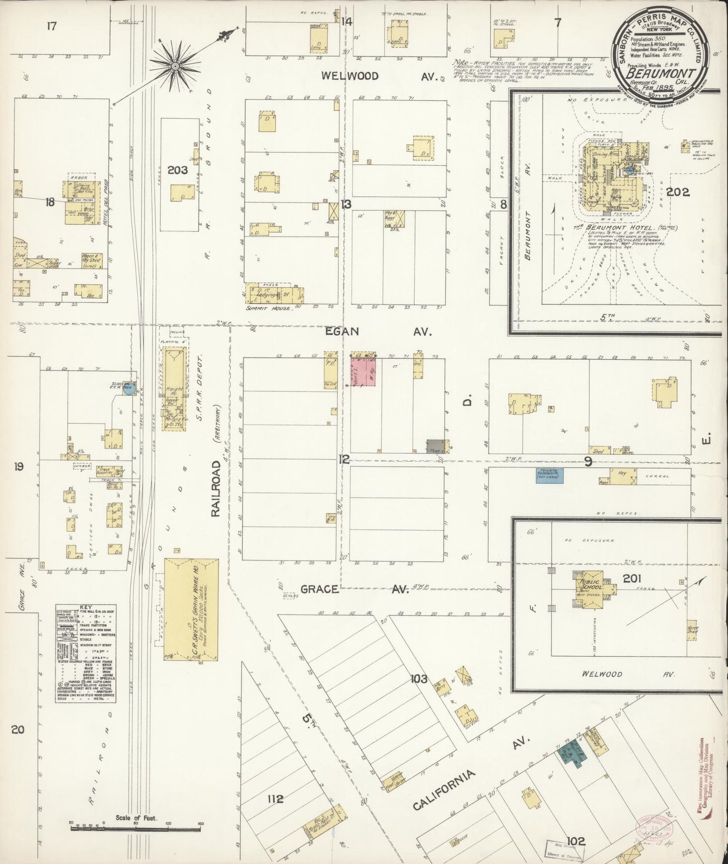 Sanborn Fire Insurance Map from Beaumont, Riverside County, California (1895), Sheet #0001 - Historic Sanborn Fire Insurance Map Print, vintage old map wall art, antique decor, genealogy gift, California California map