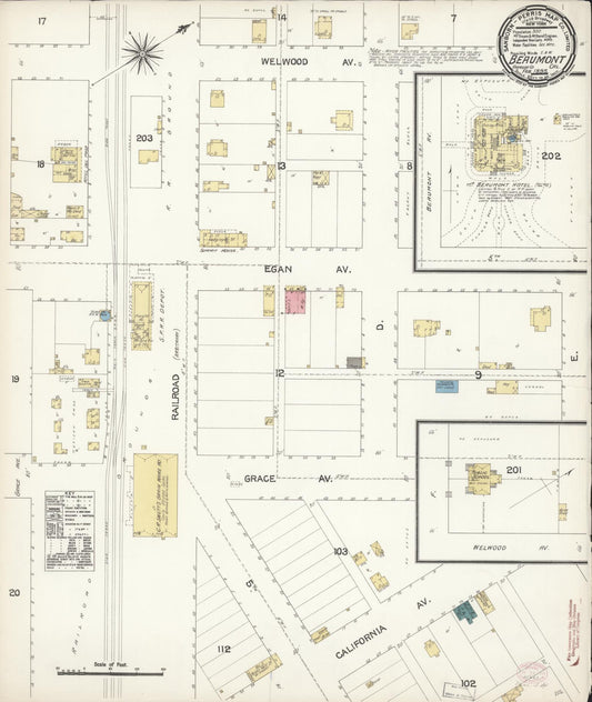 Sanborn Fire Insurance Map from Beaumont, Riverside County, California (1895), Sheet #0001 - Historic Sanborn Fire Insurance Map Print, vintage old map wall art, antique decor, genealogy gift, California California map