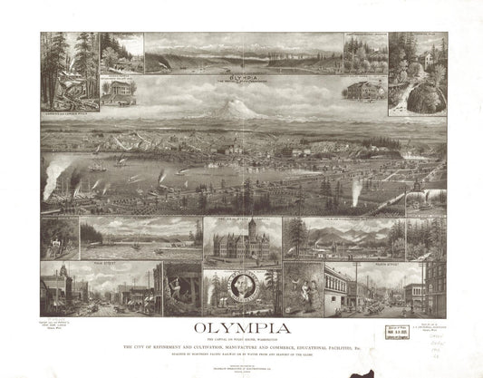 Olympia, the capital on Puget Sound, Washington. (1903) – Historic Bird’s-Eye View Panorama Print
