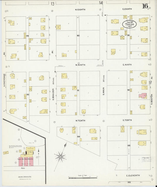 Sanborn Fire Insurance Map from Tulsa, Tulsa County, Oklahoma (1907), Sheet #0016 - Historic Sanborn Fire Insurance Map Print, vintage old map wall art, antique decor, genealogy gift, Oklahoma Oklahoma map