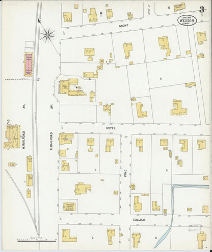 Sanborn Fire Insurance Map from Wesson, Copiah County, Mississippi (1900), Sheet #0003 - Complete Map Set gallery image, historic Sanborn map, vintage wall art, Mississippi Mississippi