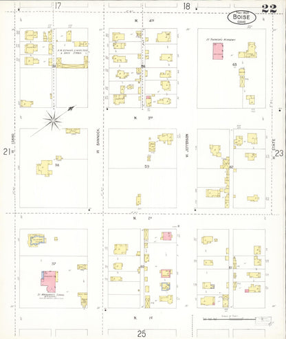 Sanborn Fire Insurance Map from Boise, Ada County, Idaho (1903), Sheet #0022 - Complete Map Set gallery image, historic Sanborn map, vintage wall art, Idaho Idaho