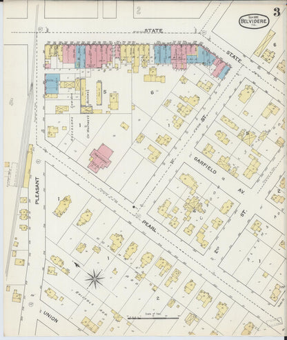 Sanborn Fire Insurance Map from Belvidere, Boone County, Illinois (1892), Sheet #0003 - Complete Map Set gallery image, historic Sanborn map, vintage wall art, Illinois Illinois