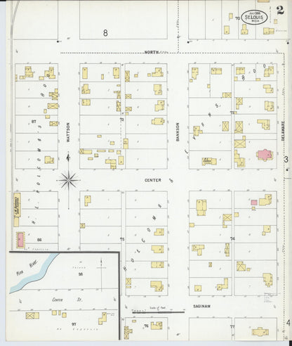 Sanborn Fire Insurance Map from Saint Louis, Gratiot County, Michigan (1899), Sheet #0002 - Complete Map Set gallery image, historic Sanborn map, vintage wall art, Michigan Michigan