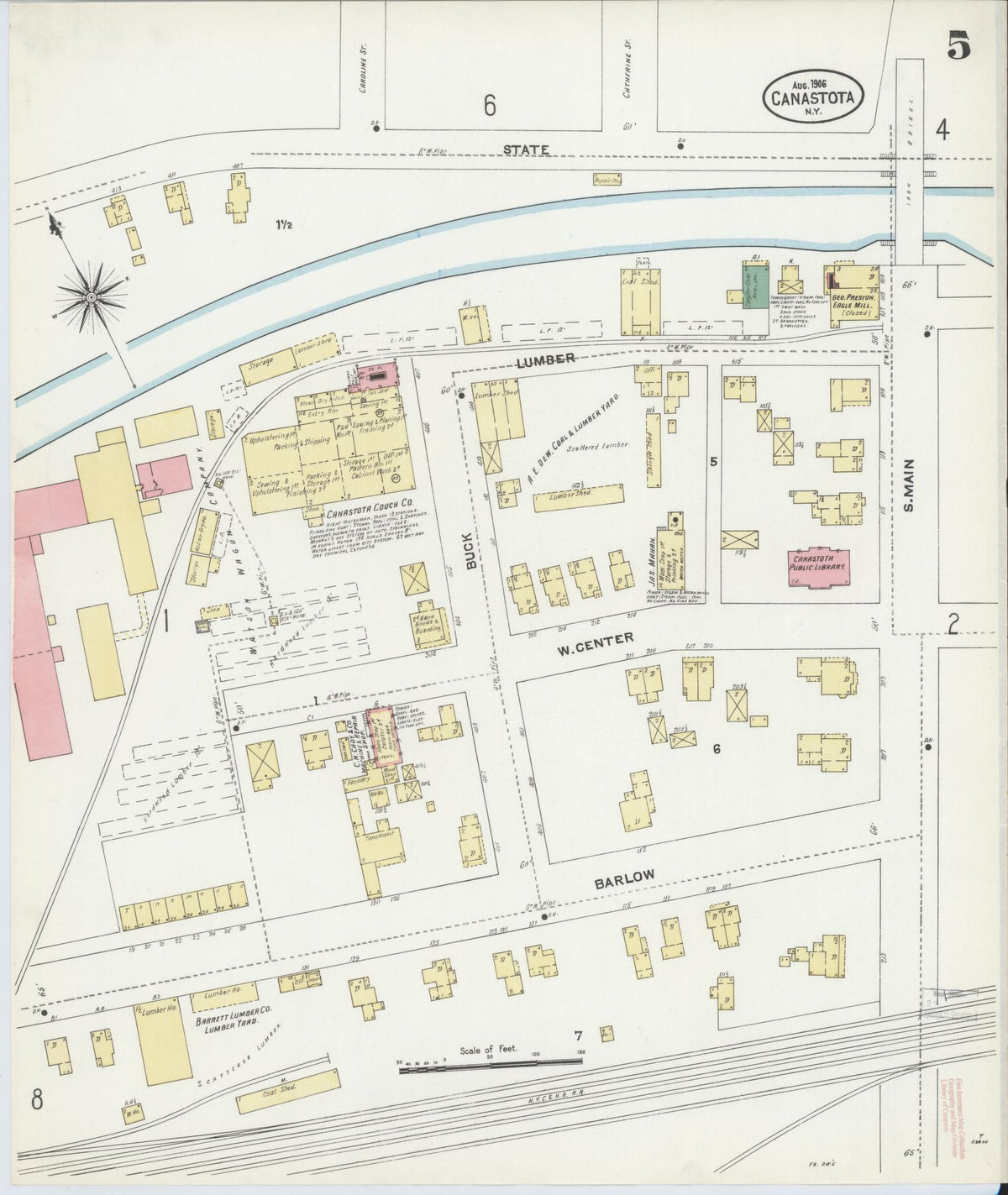 Sanborn Fire Insurance Map from Canastota, Madison County, New York (1906), Sheet #0005 - Complete Map Set gallery image, historic Sanborn map, vintage wall art, New York New York