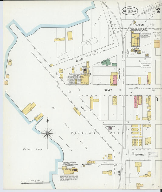 Sanborn Fire Insurance Map from Whitehall, Muskegon County, Michigan (1902), Sheet #0002 - Historic Sanborn Fire Insurance Map Print, vintage old map wall art, antique decor, genealogy gift, Michigan Michigan map