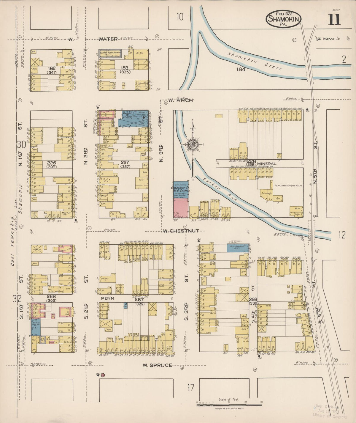 Sanborn Fire Insurance Map from Shamokin, Northumberland County, Pennsylvania (1922), Sheet #0011 - Complete Map Set gallery image, historic Sanborn map, vintage wall art, Pennsylvania Pennsylvania