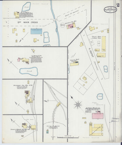 Sanborn Fire Insurance Map from Huntsville, Randolph County, Missouri (1893), Sheet #0002 - Complete Map Set gallery image, historic Sanborn map, vintage wall art, Missouri Missouri