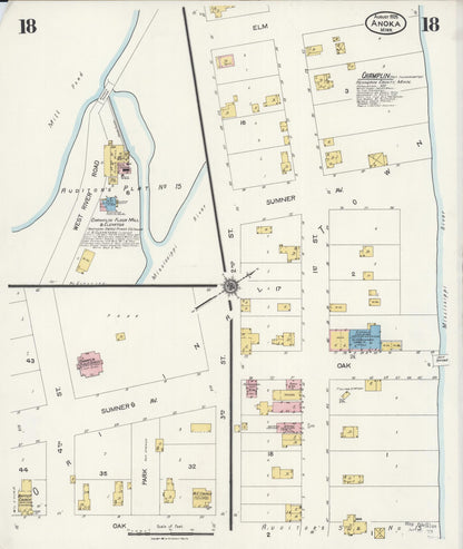 Sanborn Fire Insurance Map from Anoka, Anoka County, Minnesota (1925), Sheet #0018 - Historic Sanborn Fire Insurance Map Print, vintage old map wall art, antique decor, genealogy gift, Minnesota Minnesota map