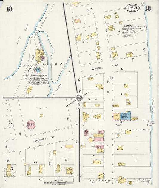 Sanborn Fire Insurance Map from Anoka, Anoka County, Minnesota (1925), Sheet #0018 - Historic Sanborn Fire Insurance Map Print, vintage old map wall art, antique decor, genealogy gift, Minnesota Minnesota map