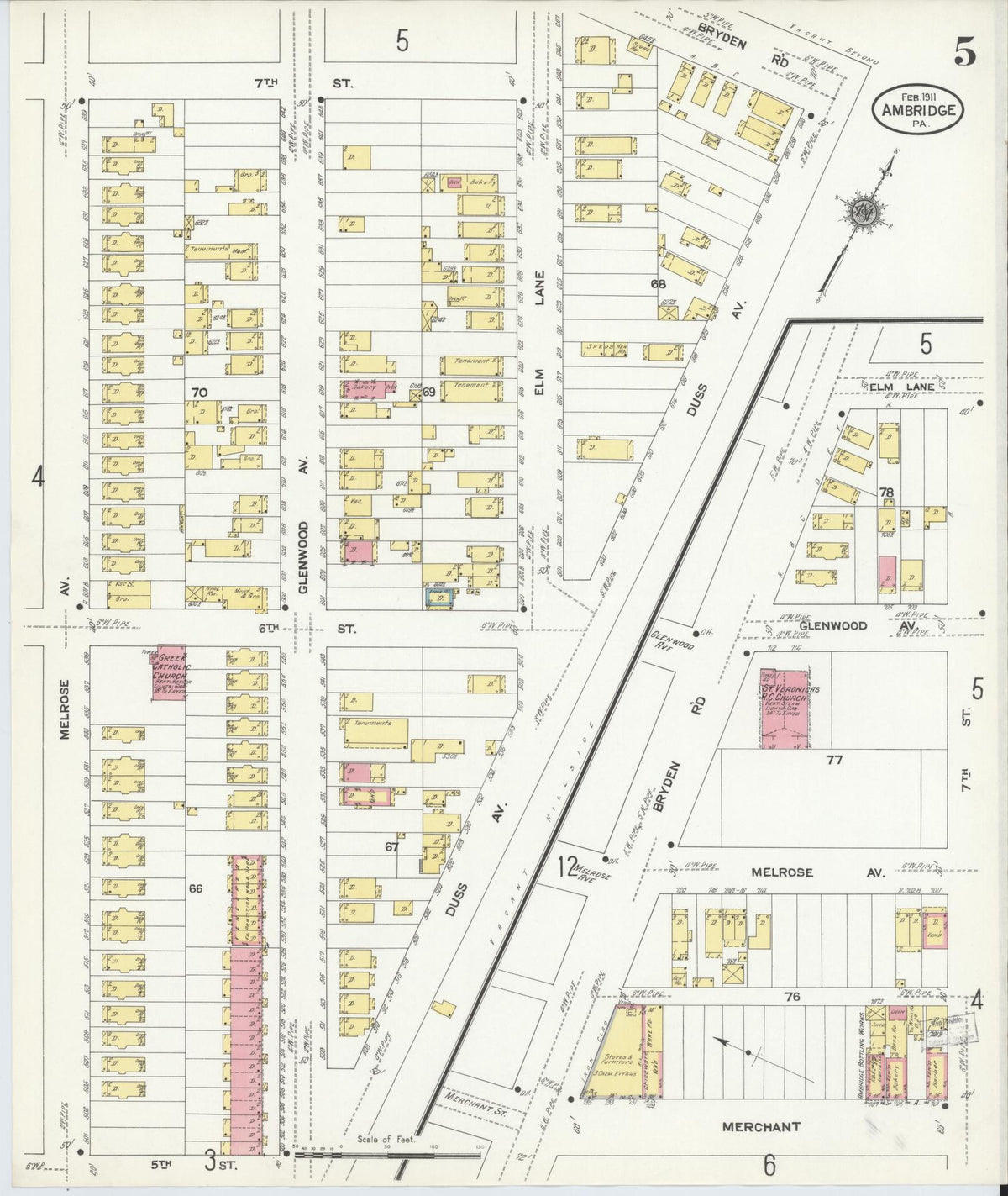 Sanborn Fire Insurance Map from Ambridge, Beaver County, Pennsylvania (1911), Sheet #0005 - Complete Map Set gallery image, historic Sanborn map, vintage wall art, Pennsylvania Pennsylvania