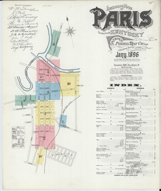 Sanborn Fire Insurance Map from Paris, Bourbon County, Kentucky. (1896) – Historic Sanborn Fire Insurance Map Print