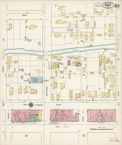 Sanborn Fire Insurance Map from Baker, Baker County, Oregon (1911), Sheet #0010 - Complete Map Set gallery image, historic Sanborn map, vintage wall art, Oregon Oregon
