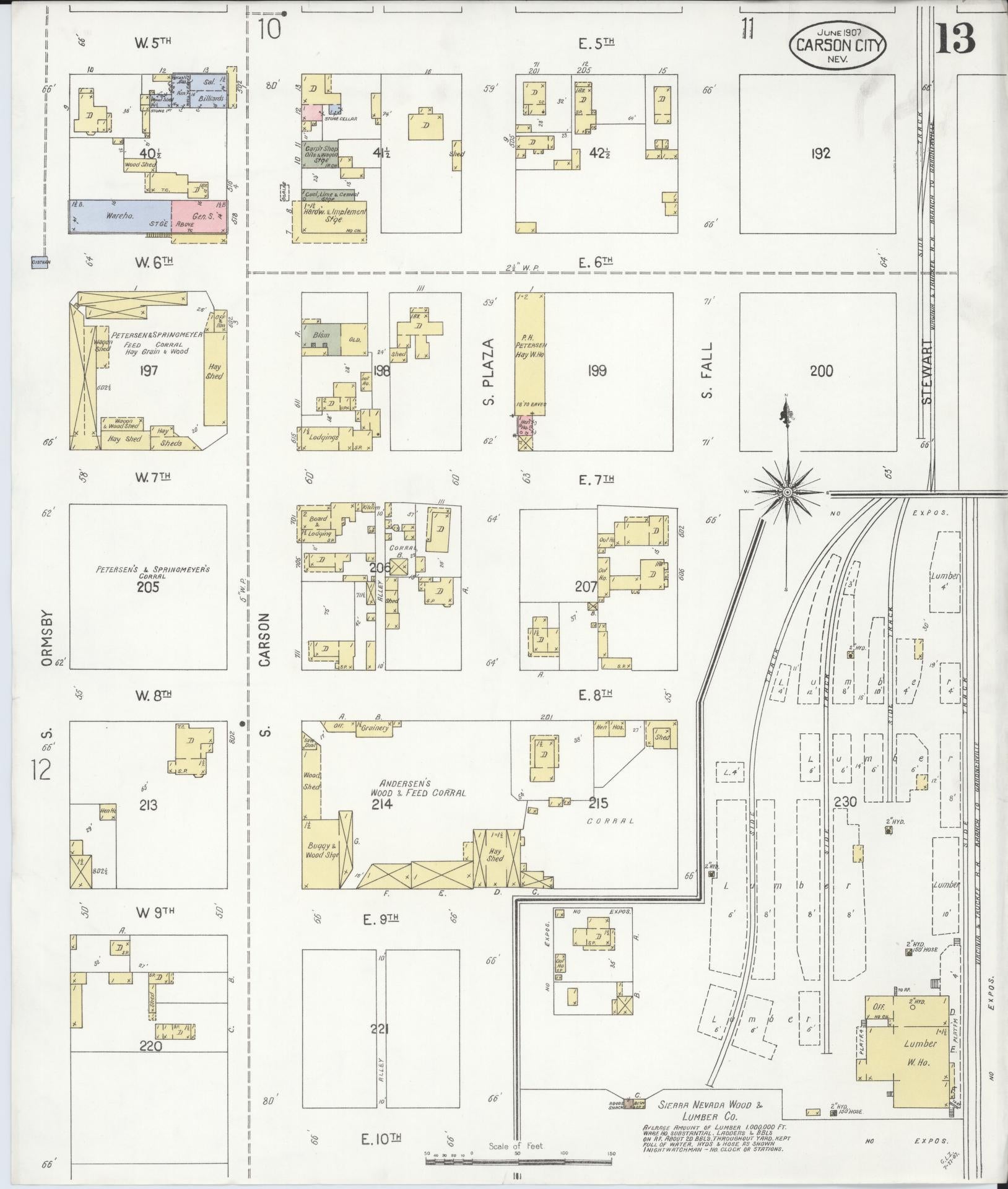 Sanborn Fire Insurance Map from Carson City, Carson City County, Nevada (1907), Sheet #0013 - Complete Map Set gallery image, historic Sanborn map, vintage wall art, Nevada Nevada