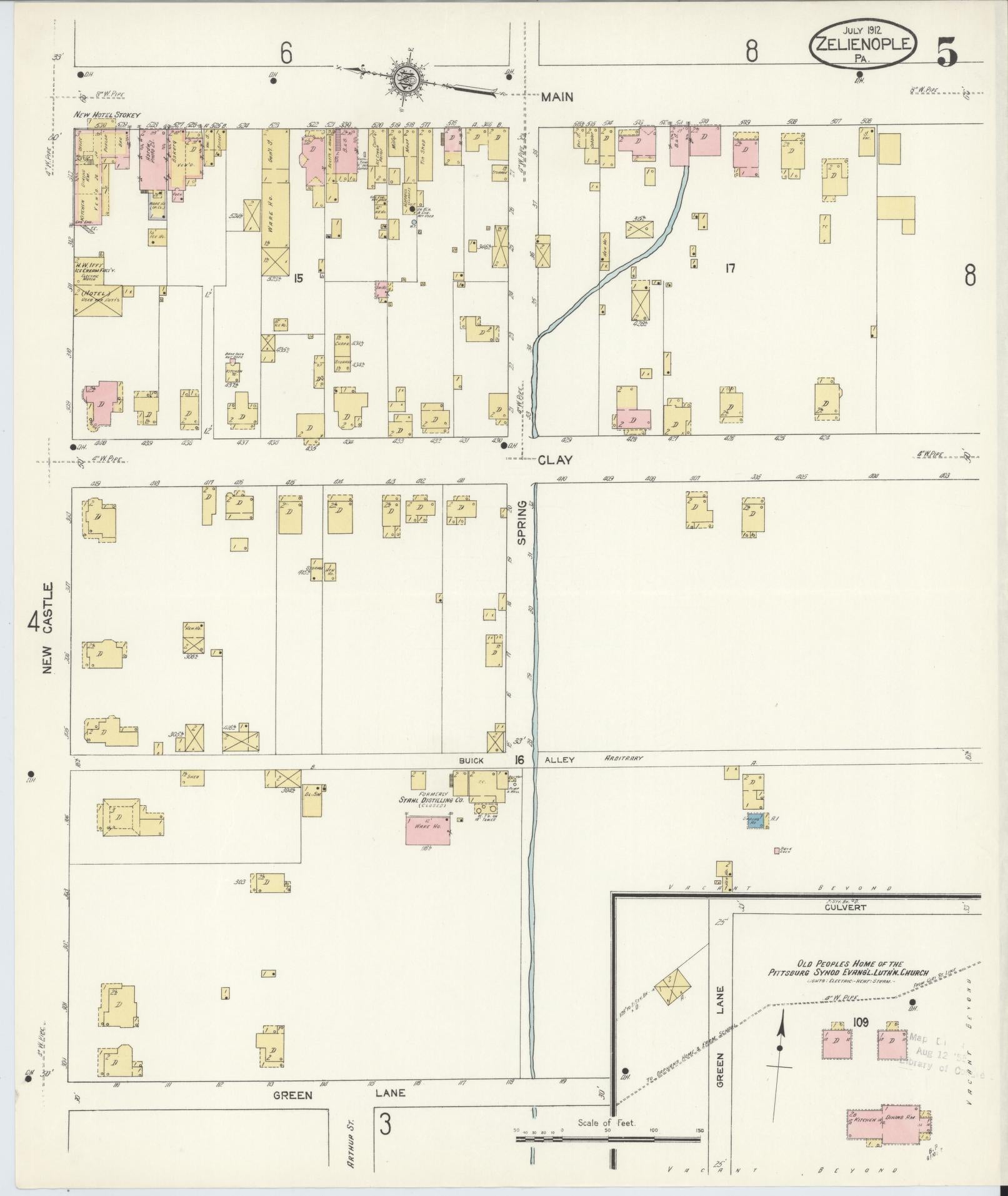 Sanborn Fire Insurance Map from Zelienople, Butler County, Pennsylvania (1912), Sheet #0005 - Complete Map Set gallery image, historic Sanborn map, vintage wall art, Pennsylvania Pennsylvania
