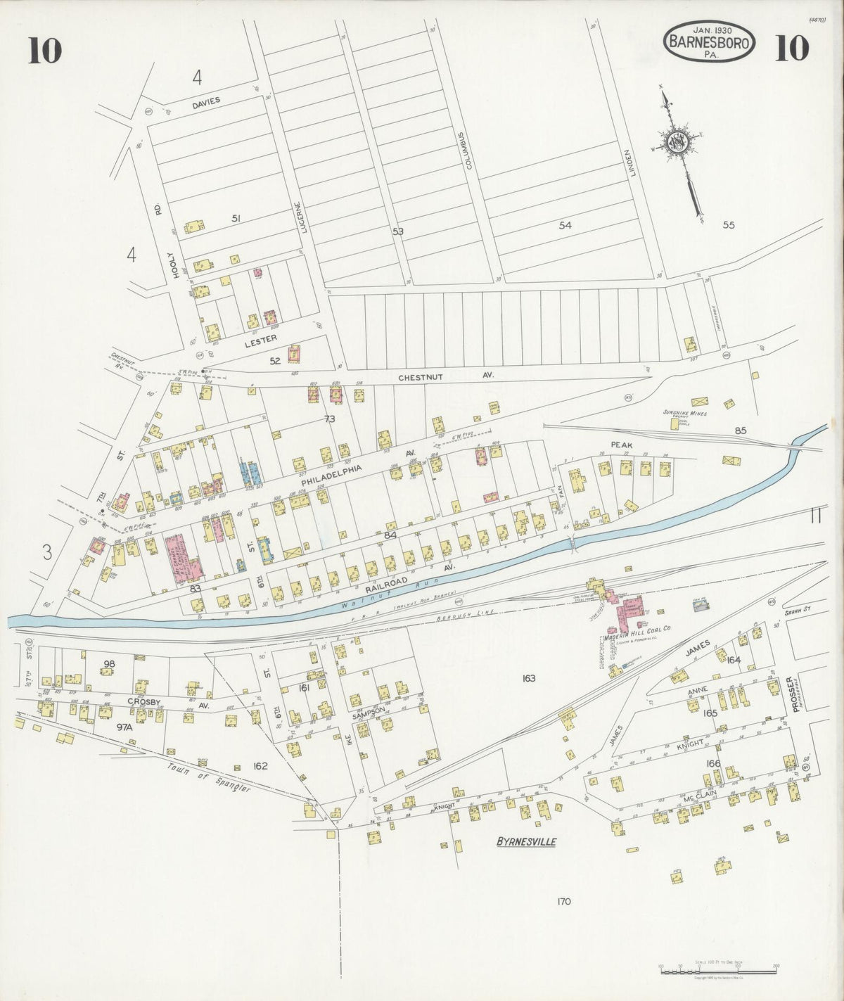 Sanborn Fire Insurance Map from Barnesboro, Cambria County, Pennsylvania (1930), Sheet #0010 - Complete Map Set gallery image, historic Sanborn map, vintage wall art, Pennsylvania Pennsylvania