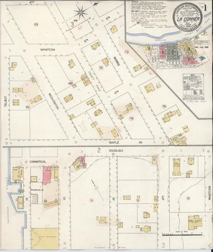 Sanborn Fire Insurance Map from La Conner, Skagit County, Washington (1929), Sheet #0001 - Complete Map Set gallery image, historic Sanborn map, vintage wall art, Washington Washington