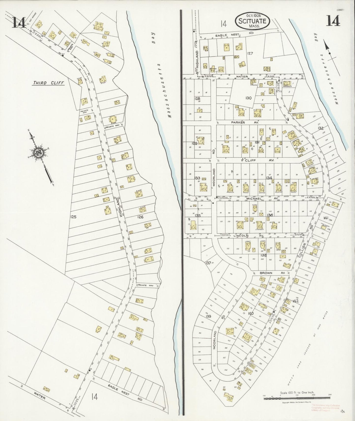 Sanborn Fire Insurance Map from Scituate, Plymouth County, Massachusetts (1926), Sheet #0014 - Complete Map Set gallery image, historic Sanborn map, vintage wall art, Massachusetts Massachusetts