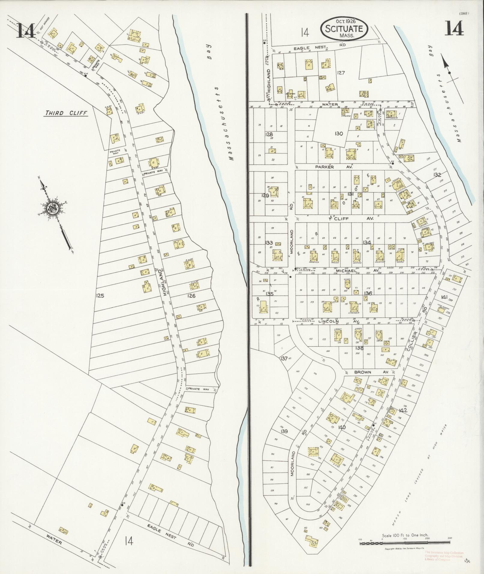 Sanborn Fire Insurance Map from Scituate, Plymouth County, Massachusetts (1926), Sheet #0014 - Complete Map Set gallery image, historic Sanborn map, vintage wall art, Massachusetts Massachusetts