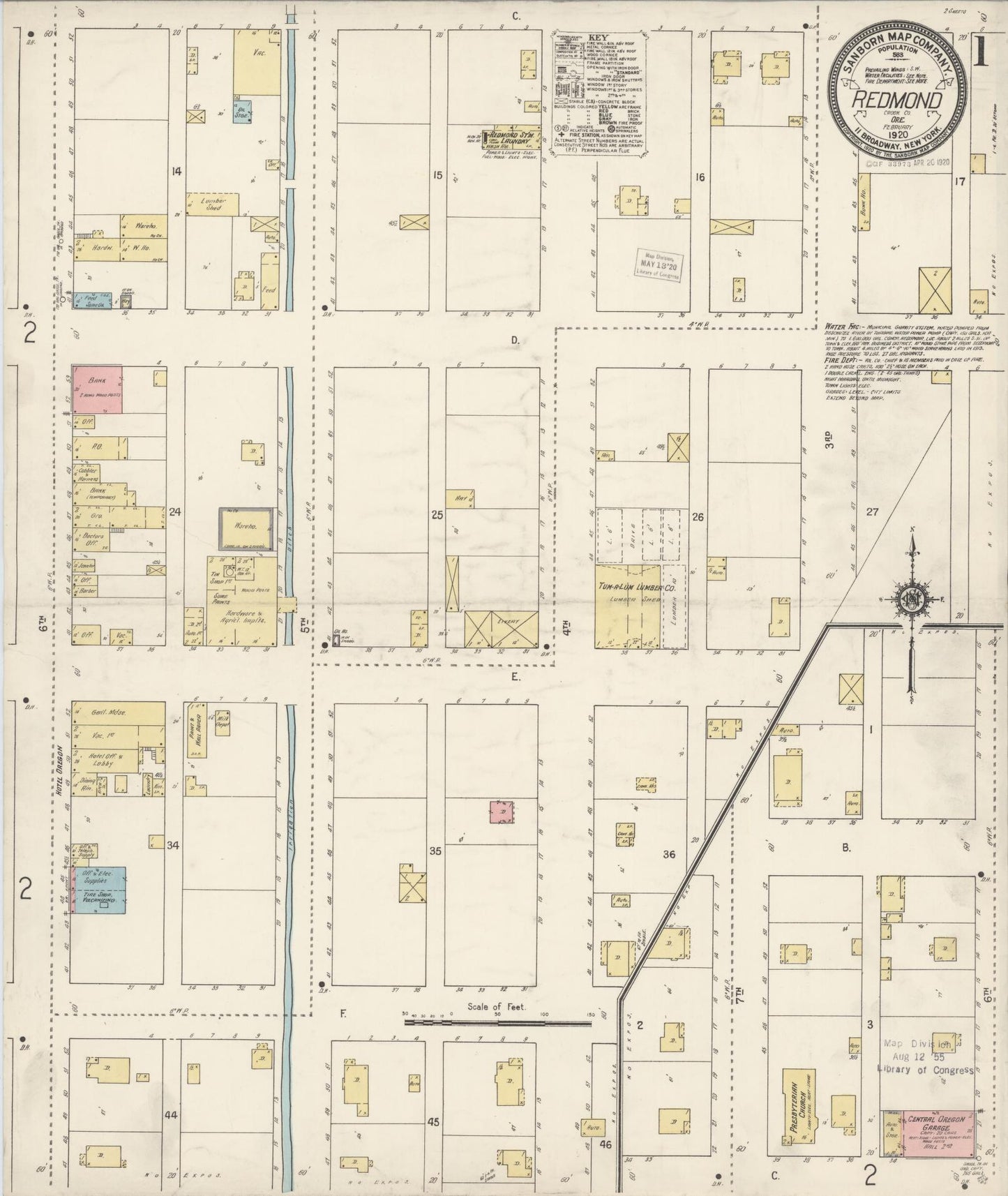 Sanborn Fire Insurance Map from Redmond, Deschutes County, Oregon (1920), Sheet #0001 - Complete Map Set gallery image, historic Sanborn map, vintage wall art, Oregon Oregon