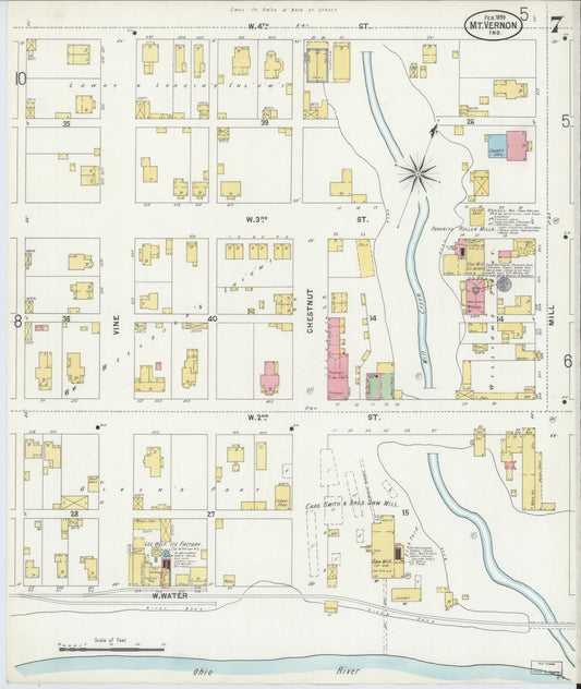 Sanborn Fire Insurance Map from Mount Vernon, Posey County, Indiana (1899), Sheet #0007 - Historic Sanborn Fire Insurance Map Print, vintage old map wall art, antique decor, genealogy gift, Indiana Indiana map