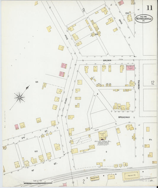 Sanborn Fire Insurance Map from Reynoldsville, Jefferson County, Pennsylvania (1906), Sheet #0011 - Historic Sanborn Fire Insurance Map Print, vintage old map wall art, antique decor, genealogy gift, Pennsylvania Pennsylvania map